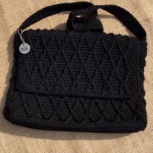 The SAK Black Crocheted Messenger Bag